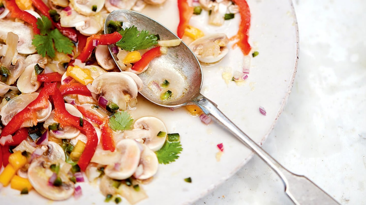 Ceviche z manga a žampionů Ceviche z manga a žampionů