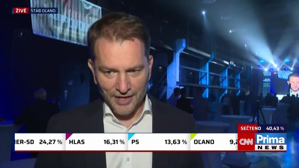VIDEO: Bouřlivá slovenská noc. Reakce vítězů a poražených i emoce ve volebních štábech