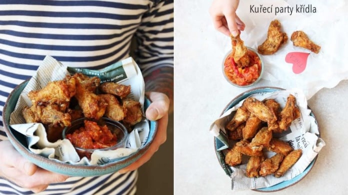 Smažená kuřecí křídla s pikantním chutney Smažená kuřecí křídla s pikantním chutney