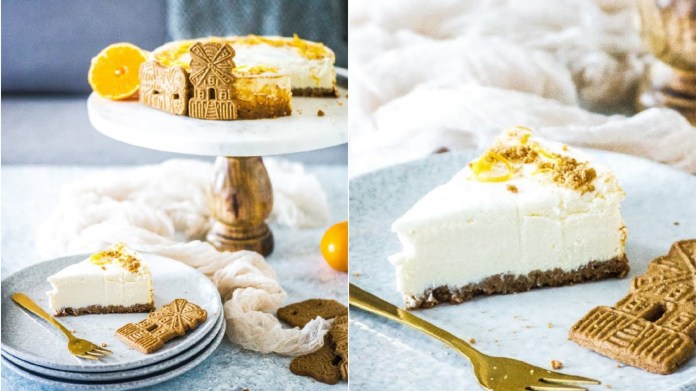 Cheesecake s mandarinkami a karamelovými sušenkami Cheesecake s mandarinkami a karamelovými sušenkami