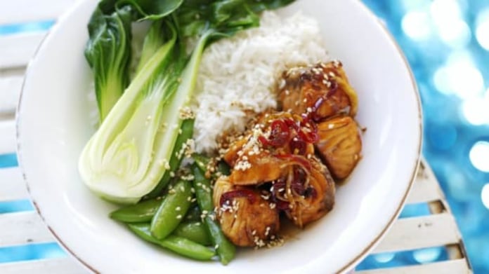 Losos v teriyaki omáčce Losos v teriyaki omáčce