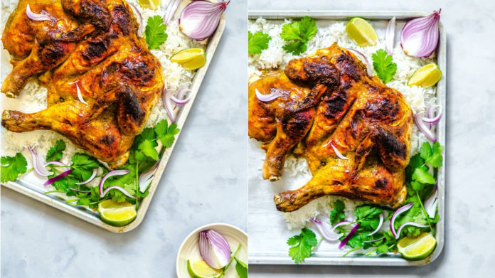 Tandoori kuře s rýží Tandoori kuře s rýží