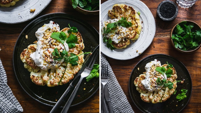 Květákové steaky s tahini dipem Květákové steaky s tahini dipem