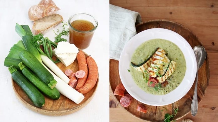 Zelená chalupářská polévka s halloumi Zelená chalupářská polévka s halloumi