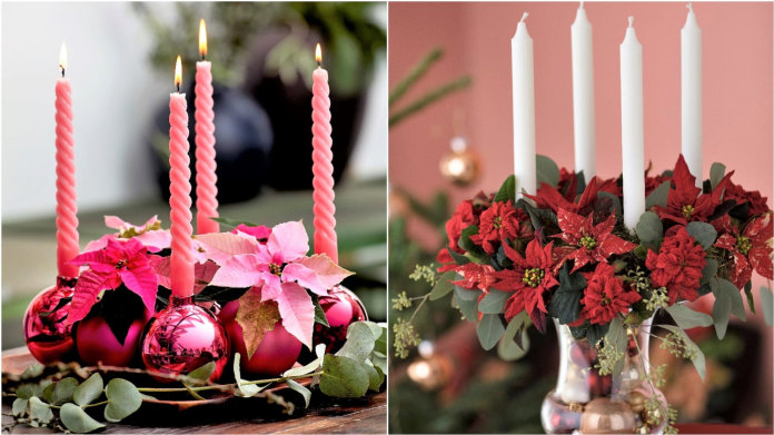 DIY adventní věnce s řezanými vánočními hvězdami a skleněnými vánočními ozdobami DIY adventní věnce s řezanými vánočními hvězdami a skleněnými vánočními ozdobami
