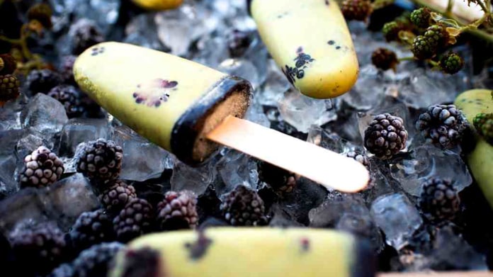 Matcha nanuky s ostružinami a mákem Matcha nanuky s ostružinami a mákem