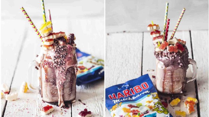 Pompézní freak shake s medvídky Haribo Pompézní freak shake s medvídky Haribo