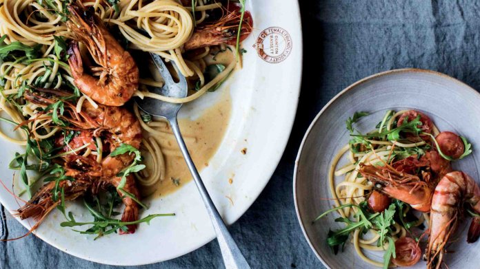 Krevetové linguine s kurkumou Krevetové linguine s kurkumou