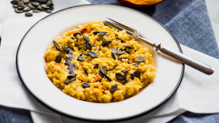 Risotto s pečenou dýni a česnekem Risotto s pečenou dýni a česnekem