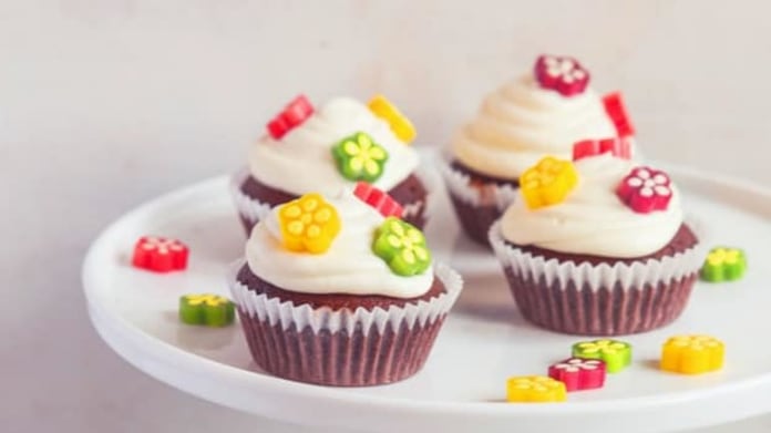 Květinové čokoládové cupcakes Květinové čokoládové cupcakes