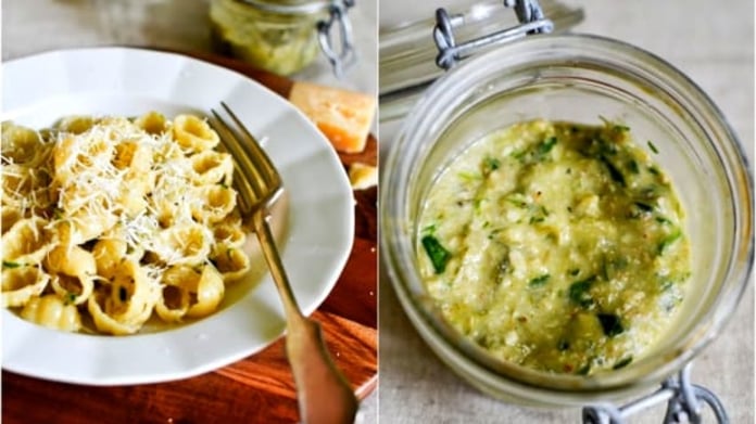 Pesto z grilovaných jarních cibulek Pesto z grilovaných jarních cibulek
