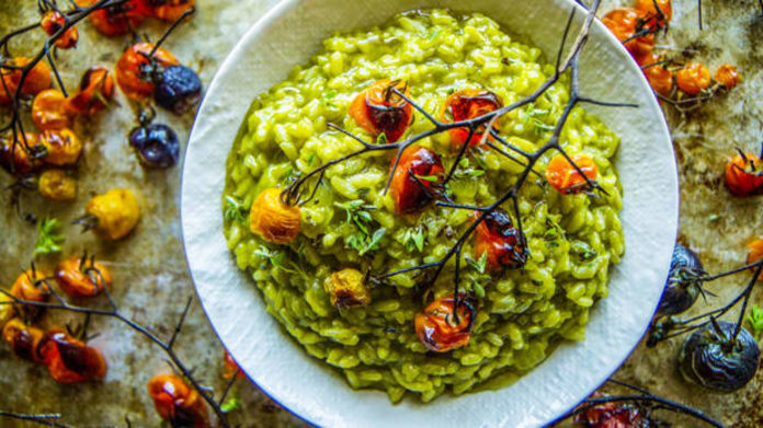 Risotto se špenátovým pestem Risotto se špenátovým pestem