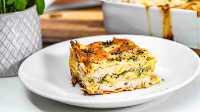 Lasagne s kuřecím masem a divokou brokolicí Lasagne s kuřecím masem a divokou brokolicí