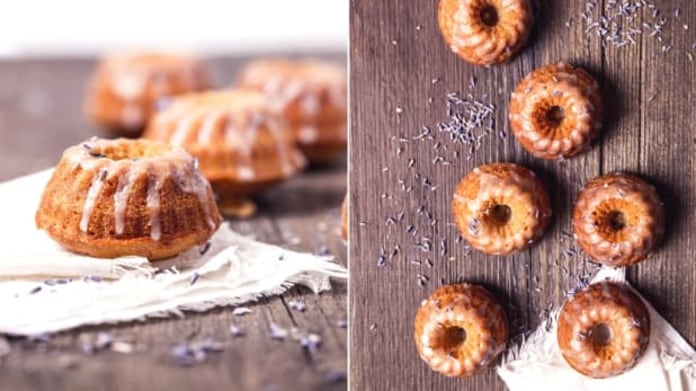Levandulové bábovičky s citronovou polevou Levandulové bábovičky s citronovou polevou