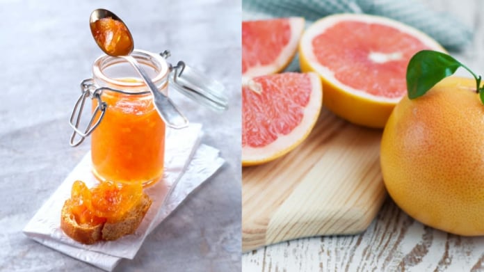Džem z růžového grapefruitu a medem a zázvorem Džem z růžového grapefruitu a medem a zázvorem