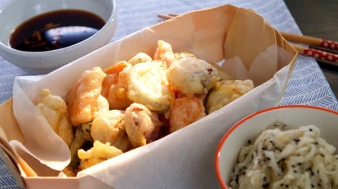 Zeleninová tempura a salát z bílé ředkve Zeleninová tempura a salát z bílé ředkve