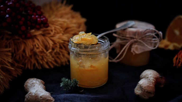 Zázvorové želé s pomerančem: zdravé zásoby ve skleničce