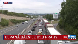 Ucpaná dálnice D1 u Prahy