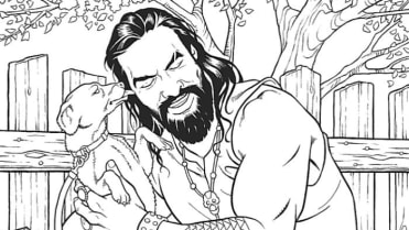 Jason Momoa a štěňátko. Jason Momoa a štěňátko.
