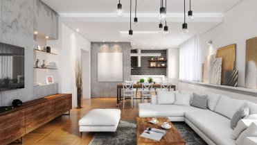 Moderní interiér s betonovými prvky. Moderní interiér s betonovými prvky.