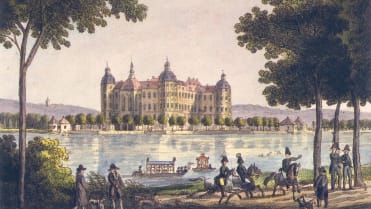 Zámek Moritzburg na rytině z roku 1800 Zámek Moritzburg na rytině z roku 1800