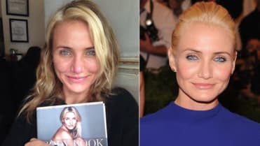 Herečka Cameron Diaz nenalíčená a nalíčená Herečka Cameron Diaz nenalíčená a nalíčená