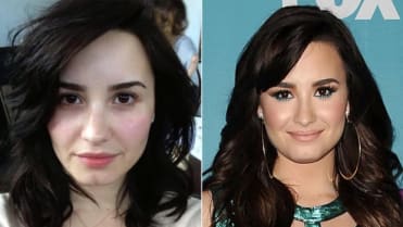 Zpěvačka Demi Lovato nenalíčená a nalíčená Zpěvačka Demi Lovato nenalíčená a nalíčená