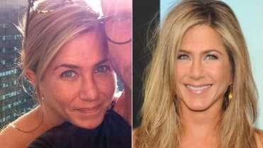 Herečka Jennifer Aniston nenalíčená a nalíčená Herečka Jennifer Aniston nenalíčená a nalíčená