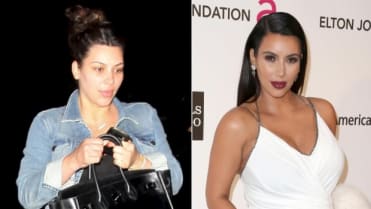 Modelka Kim Kardashian nenalíčená a nalíčená Modelka Kim Kardashian nenalíčená a nalíčená