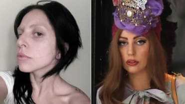 Zpěvačka Lady Gaga nenalíčená a nalíčená Zpěvačka Lady Gaga nenalíčená a nalíčená