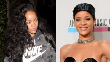 Zpěvačka Rihanna nenalíčená a nalíčená Zpěvačka Rihanna nenalíčená a nalíčená