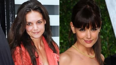 Herečka Katie Holmes podruhé, nenalíčená a nalíčená Herečka Katie Holmes podruhé, nenalíčená a nalíčená