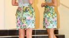 Poslední outfit výběru. Stříbrné krajkové šaty s barevnou sukní s aplikovanými květy v hodnotě 120 750 Kč Poslední outfit výběru. Stříbrné krajkové šaty s barevnou sukní s aplikovanými květy v hodnotě 120 750 Kč