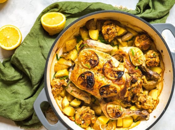 Pečené citronové kuře se svěží nádivkou Pečené citronové kuře se svěží nádivkou