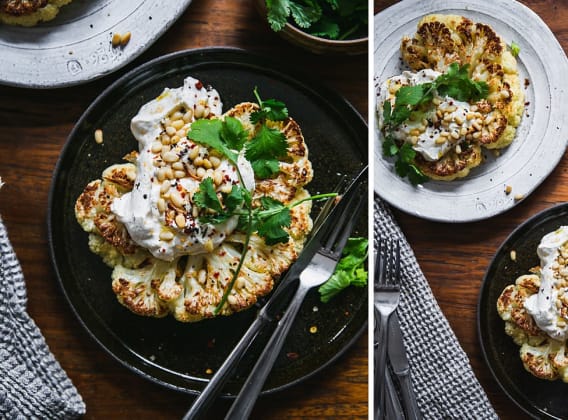 Květákové steaky s tahini dipem Květákové steaky s tahini dipem