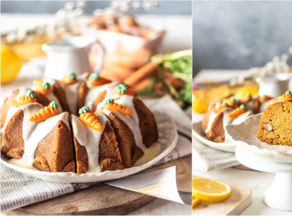 Mrkvová bábovka s citronovou polevou z bílé čokolády Mrkvová bábovka s citronovou polevou z bílé čokolády