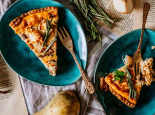 Celozrnný quiche s hruškami a fetou Celozrnný quiche s hruškami a fetou