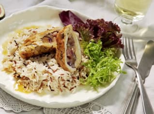 Krůtí kapsy s fíky a mozzarellou Krůtí kapsy s fíky a mozzarellou