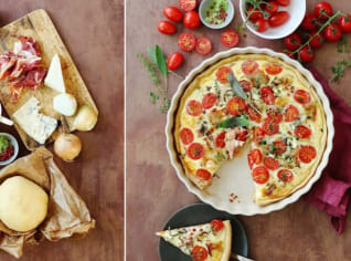 Slaný sýrový quiche s rajčátky a voňavými bylinkami Slaný sýrový quiche s rajčátky a voňavými bylinkami