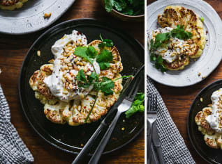 Květákové steaky s tahini dipem Květákové steaky s tahini dipem