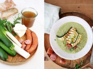 Zelená chalupářská polévka s halloumi Zelená chalupářská polévka s halloumi