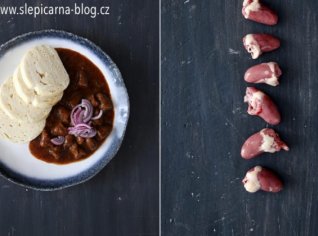 Guláš z kuřecích srdíček Guláš z kuřecích srdíček