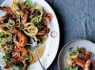 Krevetové linguine s kurkumou Krevetové linguine s kurkumou