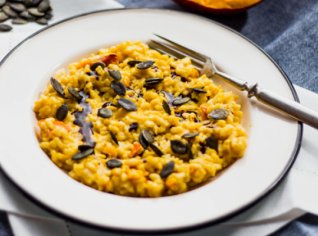 Risotto s pečenou dýni a česnekem Risotto s pečenou dýni a česnekem