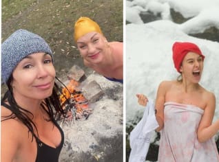 Herečky Tereza Ramba, Sandra Pogodová a Nela Boudová propadly otužování. Herečky Tereza Ramba, Sandra Pogodová a Nela Boudová propadly otužování.