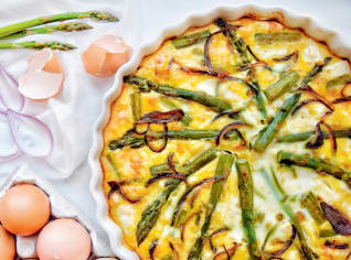Chřestový quiche s batáty Chřestový quiche s batáty