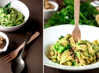 Brokolicové tagliatelle s oříškovým parmazánem Brokolicové tagliatelle s oříškovým parmazánem