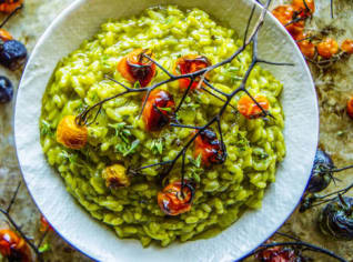 Risotto se špenátovým pestem Risotto se špenátovým pestem