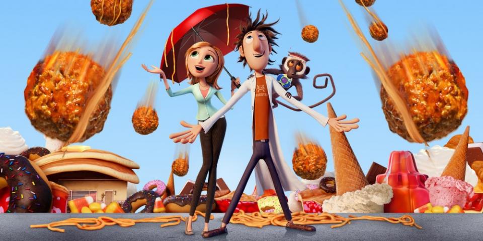 7) Zataženo, občas trakaře (2009) – Parodie katastrofických filmů, v níž prší obří jídlo 7) Zataženo, občas trakaře (2009) – Parodie katastrofických filmů, v níž prší obří jídlo