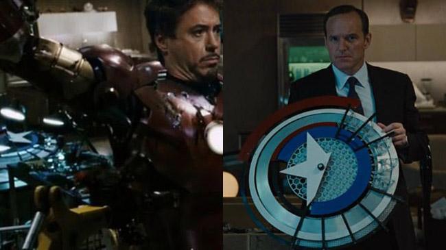 Při natáčení prvního Iron Mana nemohl nikdo tušit, jak jednou bude celá série těchto filmů úspěšná. To však tvůrcům nezabránilo, aby do Tonyho dílny umístili jeden z prvních štítů Kapitána Ameriky. Ve dvojce už je tento odkaz mnohem viditelnější. Při natáčení prvního Iron Mana nemohl nikdo tušit, jak jednou bude celá série těchto filmů úspěšná. To však tvůrcům nezabránilo, aby do Tonyho dílny umístili jeden z prvních štítů Kapitána Ameriky. Ve dvojce už je tento odkaz mnohem viditelnější.